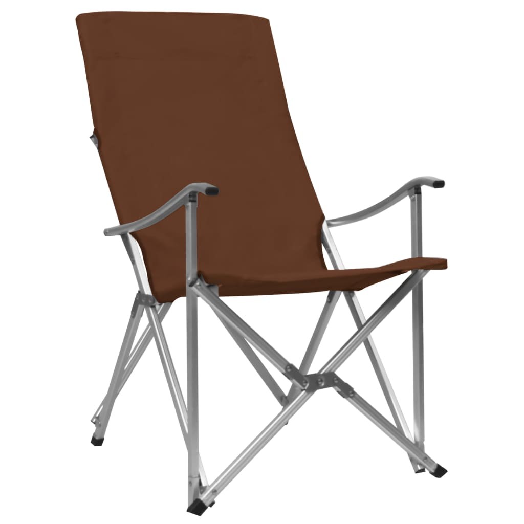 Foldable Camping Chairs 2 pcs Brown